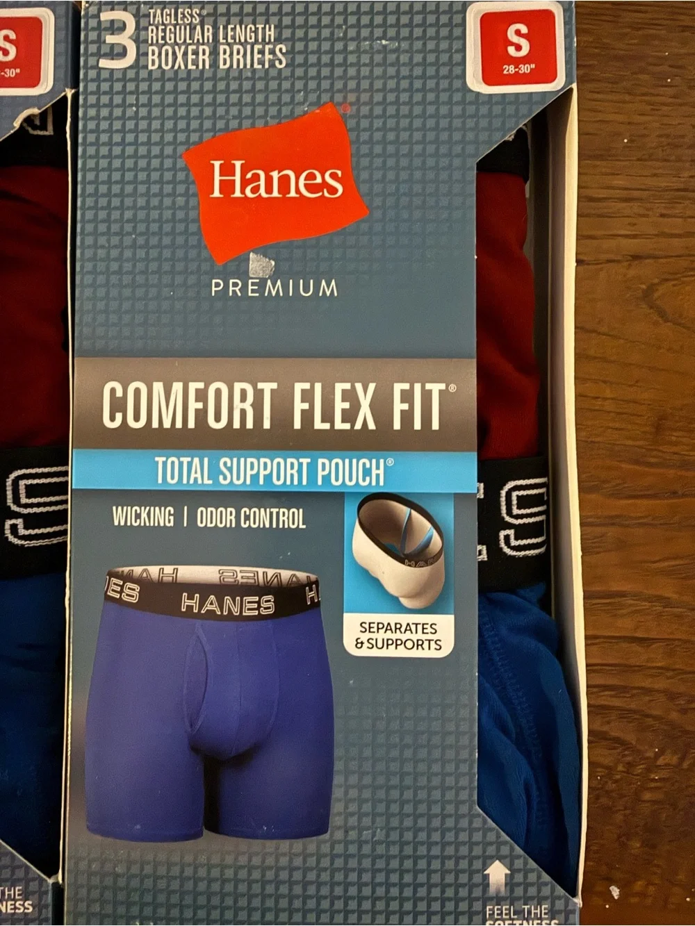 Hanes Premium Comfort Flex Fit 6 Boxer Briefs Reg Length Small Tagless